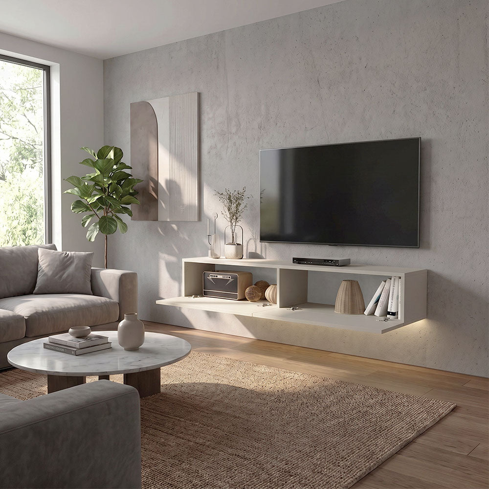 Έπιπλο Τηλεόρασης Επιτοίχιο Aristo με LED Χρώμα Sandstone 135x31,6x25