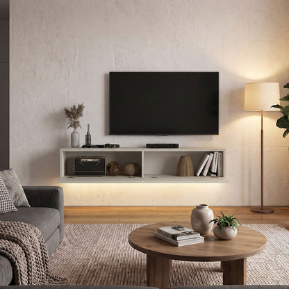 Έπιπλο Τηλεόρασης Επιτοίχιο Aristo με LED Χρώμα Sandstone 135x31,6x25