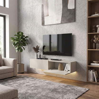 Έπιπλο Τηλεόρασης Επιτοίχιο Aristo με LED Χρώμα Sandstone 135x31,6x25