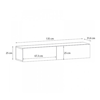 Έπιπλο Τηλεόρασης Επιτοίχιο Aristo με LED Χρώμα Travertine 135x31,6x25