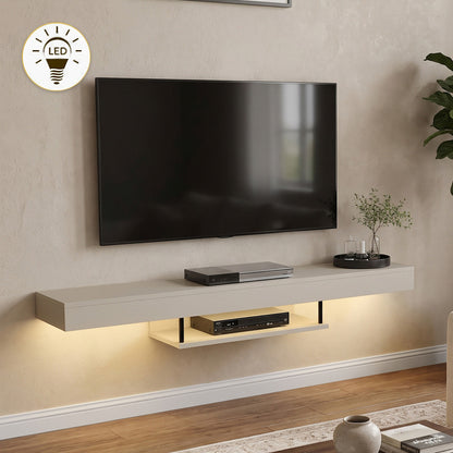 Έπιπλο Τηλεόρασης Επιτοίχιο Albares με LED Χρώμα Sandstone 150x29,6x22
