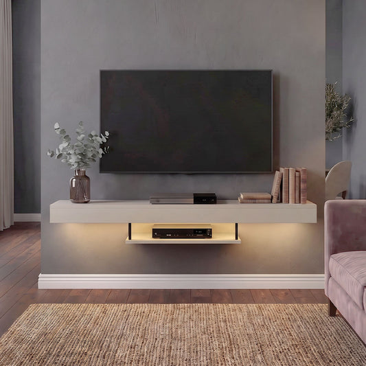 Έπιπλο Τηλεόρασης Επιτοίχιο Albares με LED Χρώμα Sandstone 150x29,6x22