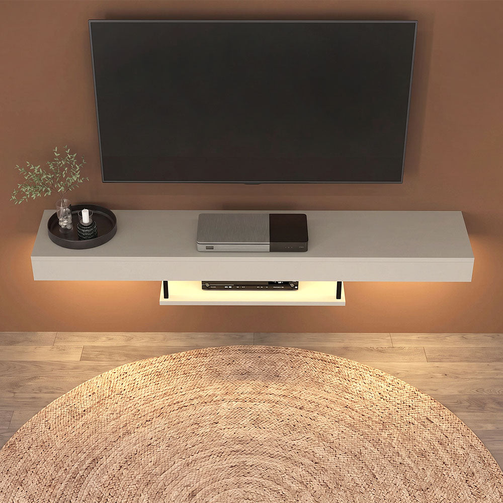 Έπιπλο Τηλεόρασης Επιτοίχιο Albares με LED Χρώμα Sandstone 150x29,6x22