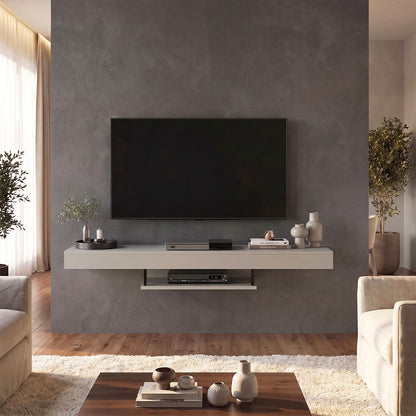 Έπιπλο Τηλεόρασης Επιτοίχιο Albares με LED Χρώμα Sandstone 150x29,6x22