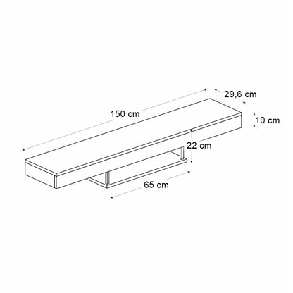 Έπιπλο Τηλεόρασης Επιτοίχιο Albares με LED Χρώμα Sandstone 150x29,6x22