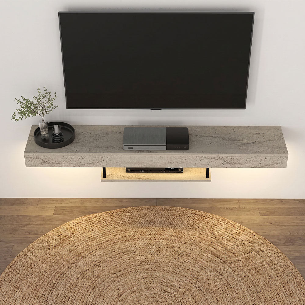 Έπιπλο Τηλεόρασης Επιτοίχιο Albares με LED Χρώμα Travertine 150x29,6x22