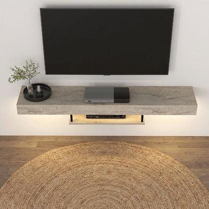 Έπιπλο Τηλεόρασης Επιτοίχιο Albares με LED Χρώμα Travertine 150x29,6x22
