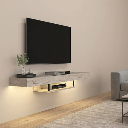 Έπιπλο Τηλεόρασης Επιτοίχιο Albares με LED Χρώμα Travertine 150x29,6x22