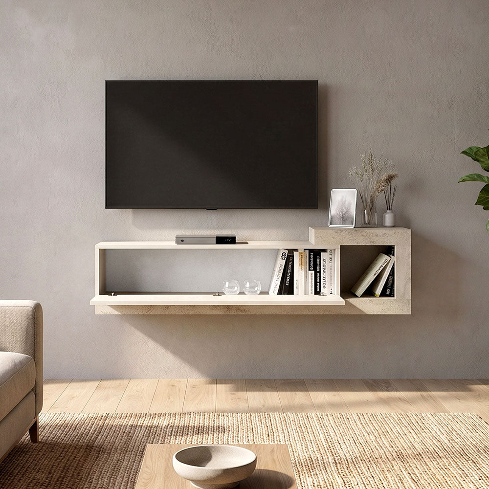 Έπιπλο Τηλεόρασης Επιτοίχιο Volare Χρώμα Sandstone - Travertine 150x29,6x38,6