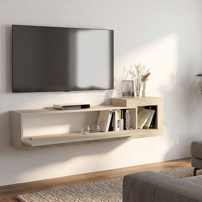 Έπιπλο Τηλεόρασης Επιτοίχιο Volare Χρώμα Sandstone - Travertine 150x29,6x38,6