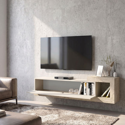 Έπιπλο Τηλεόρασης Επιτοίχιο Volare Χρώμα Sandstone - Travertine 150x29,6x38,6