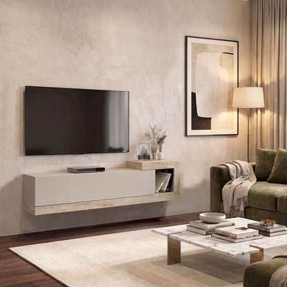 Έπιπλο Τηλεόρασης Επιτοίχιο Volare Χρώμα Sandstone - Travertine 150x29,6x38,6