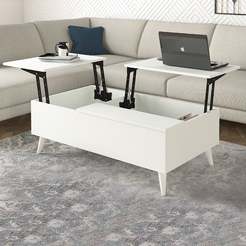 Τραπεζάκι Σαλονιού Roy με Σερβιτόρο Χρώμα Λευκό 121x69x40