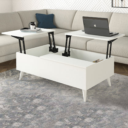 Τραπεζάκι Σαλονιού Roy με Σερβιτόρο Χρώμα Λευκό 121x69x40