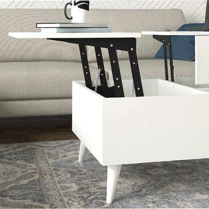 Τραπεζάκι Σαλονιού Roy με Σερβιτόρο Χρώμα Λευκό 121x69x40