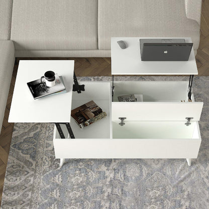 Τραπεζάκι Σαλονιού Roy με Σερβιτόρο Χρώμα Λευκό 121x69x40