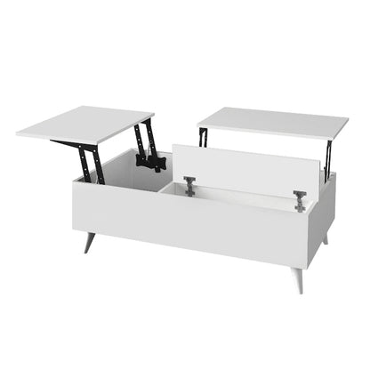 Τραπεζάκι Σαλονιού Roy με Σερβιτόρο Χρώμα Λευκό 121x69x40