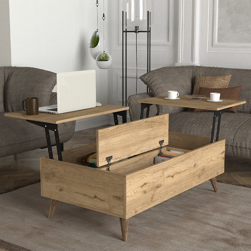 Τραπεζάκι Σαλονιού Roy με Σερβιτόρο Χρώμα Sepet Oak 121x69x40