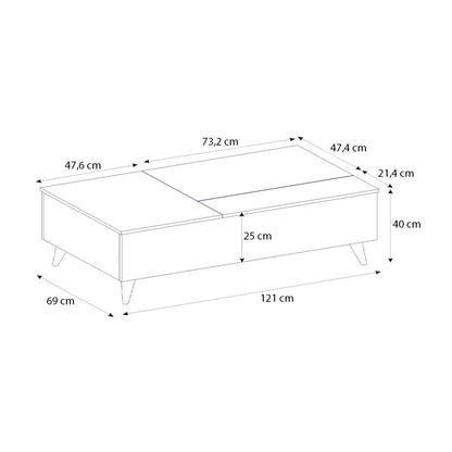 Τραπεζάκι Σαλονιού Roy με Σερβιτόρο Χρώμα Sepet Oak 121x69x40