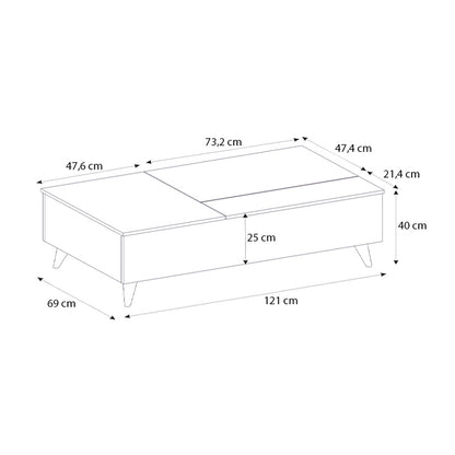 Τραπεζάκι Σαλονιού Roy με Σερβιτόρο Χρώμα Travertine 121x69x40