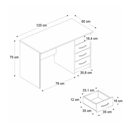Γραφείο Εργασίας Eldoris Χρώμα Καρυδί 120x60x75