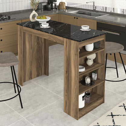 Τραπέζι Μπαρ Monaco Χρώμα Καρυδί - Μαύρο Εφέ Μαρμάρου 120x51,6x101,8