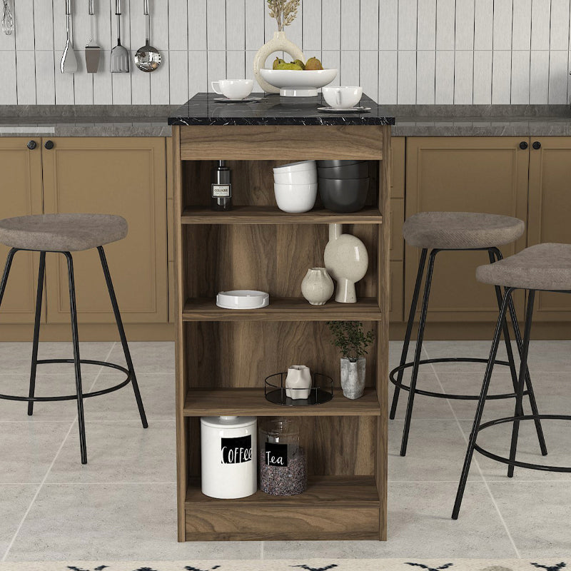 Τραπέζι Μπαρ Monaco Χρώμα Καρυδί - Μαύρο Εφέ Μαρμάρου 120x51,6x101,8