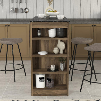 Τραπέζι Μπαρ Monaco Χρώμα Καρυδί - Μαύρο Εφέ Μαρμάρου 120x51,6x101,8