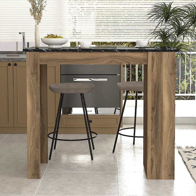 Τραπέζι Μπαρ Monaco Χρώμα Καρυδί - Μαύρο Εφέ Μαρμάρου 120x51,6x101,8