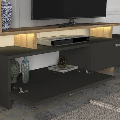 Σύνθεση Τηλεόρασης Simal με LED Χρώμα Ανθρακί - Sepet Oak 168,2x31,3x120