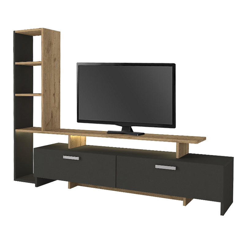 Σύνθεση Τηλεόρασης Simal με LED Χρώμα Ανθρακί - Sepet Oak 168,2x31,3x120