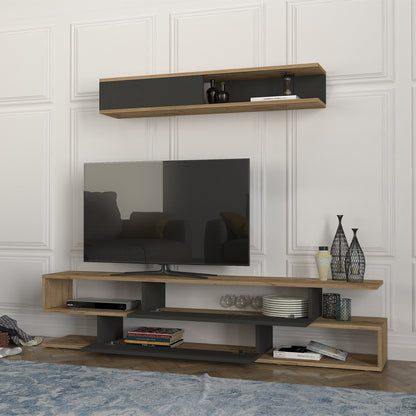 Σύνθεση Τηλεόρασης Manet με LED Χρώμα Sepet Oak - Ανθρακί 180x29,5x39