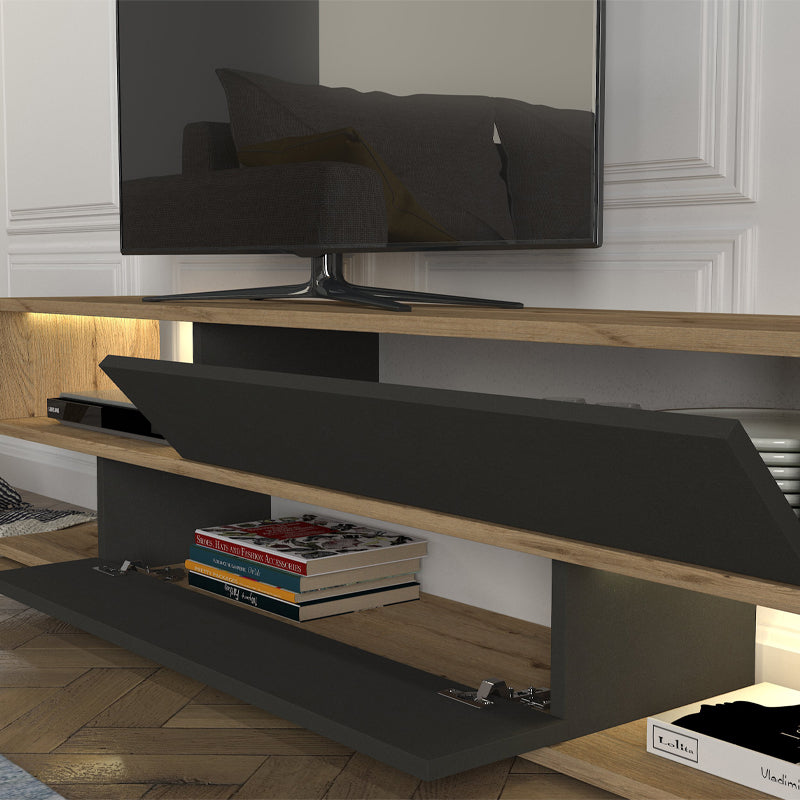 Σύνθεση Τηλεόρασης Manet με LED Χρώμα Sepet Oak - Ανθρακί 180x29,5x39