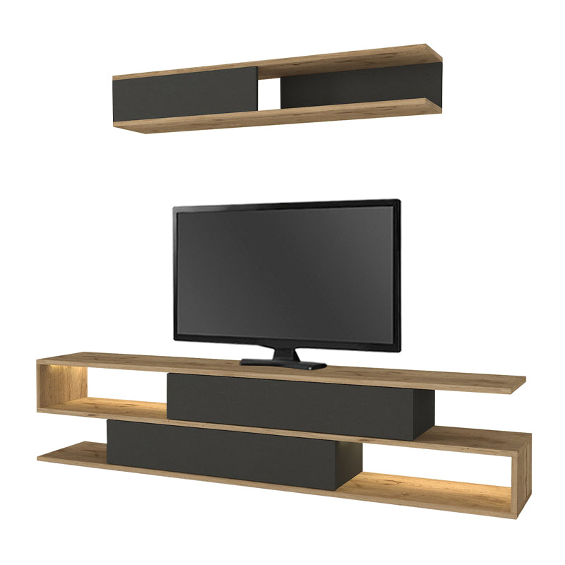 Σύνθεση Τηλεόρασης Manet με LED Χρώμα Sepet Oak - Ανθρακί 180x29,5x39