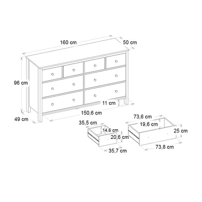 Συρταριέρα - Μπουφές Sabina Χρώμα Ανθρακί 160x50x96