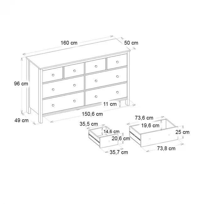 Συρταριέρα - Μπουφές Sabina Χρώμα Sepet Oak 160x50x96