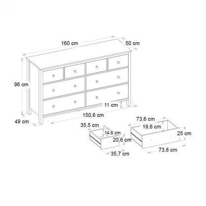 Συρταριέρα - Μπουφές Sabina Χρώμα Sepet Oak 160x50x96