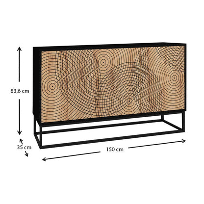 Μπουφές Μελαμίνης Themis Χρώμα Μαύρο - Sapphire Oak 150x35x83,6