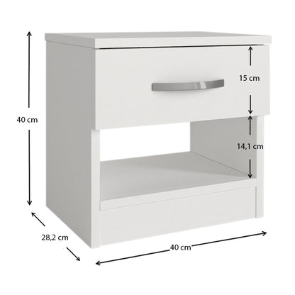 Κομοδίνο Μελαμίνης Lube Χρώμα Λευκό 40x28,2x40