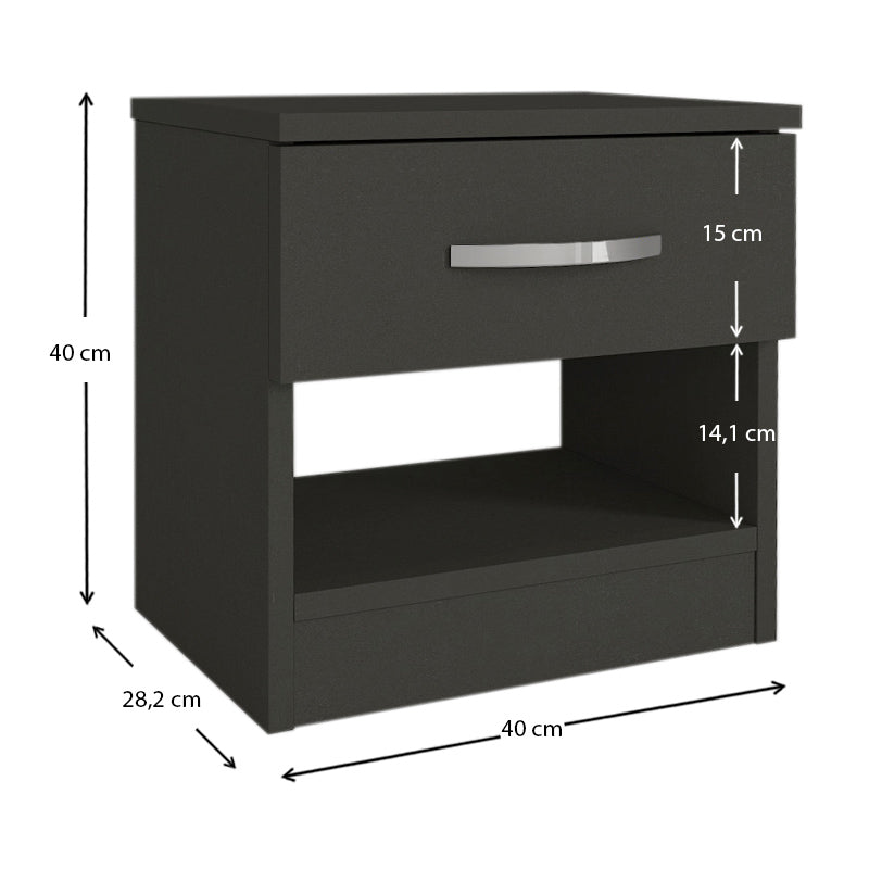 Κομοδίνο Μελαμίνης Lube Χρώμα Ανθρακί 40X28,2X40