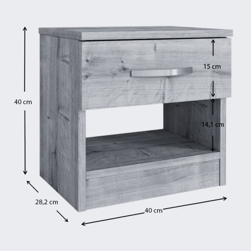 Κομοδίνο Lube Χρώμα Καρυδί 40x28,2x40