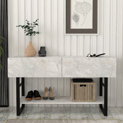 Κονσόλα Aron Χρώμα Λευκό Εφέ Μαρμάρου 138,8x41x75,7