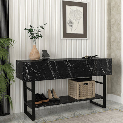 Κονσόλα Aron Χρώμα Μαύρο Εφέ Μαρμάρου 138,8x41x75,7