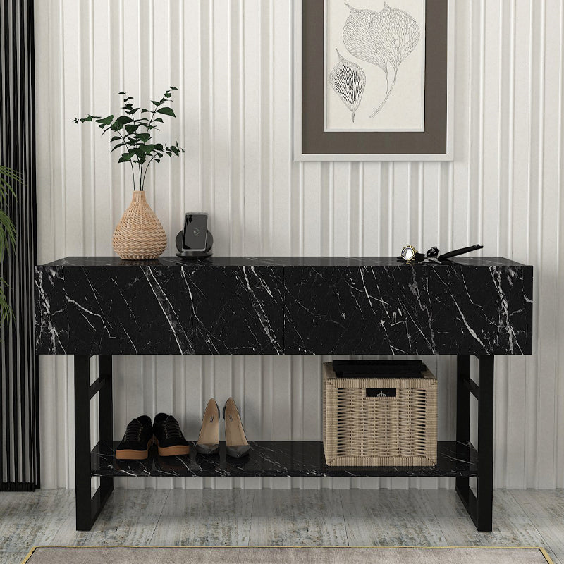 Κονσόλα Aron Χρώμα Μαύρο Εφέ Μαρμάρου 138,8x41x75,7