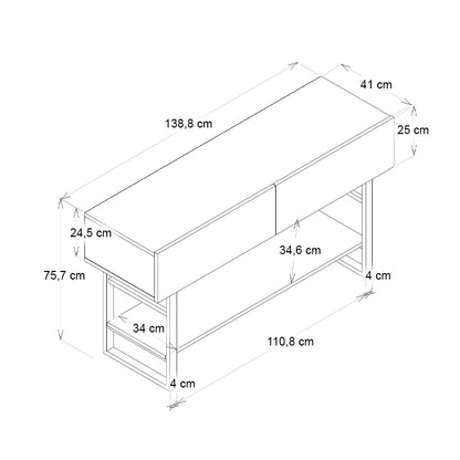 Κονσόλα Aron Χρώμα Μαύρο Εφέ Μαρμάρου 138,8x41x75,7
