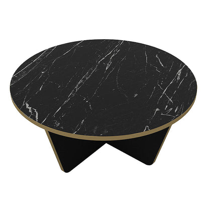 Τραπεζάκι Σαλονιού Lagerta Χρώμα Μαύρο Εφέ Μαρμάρου Ø75x35