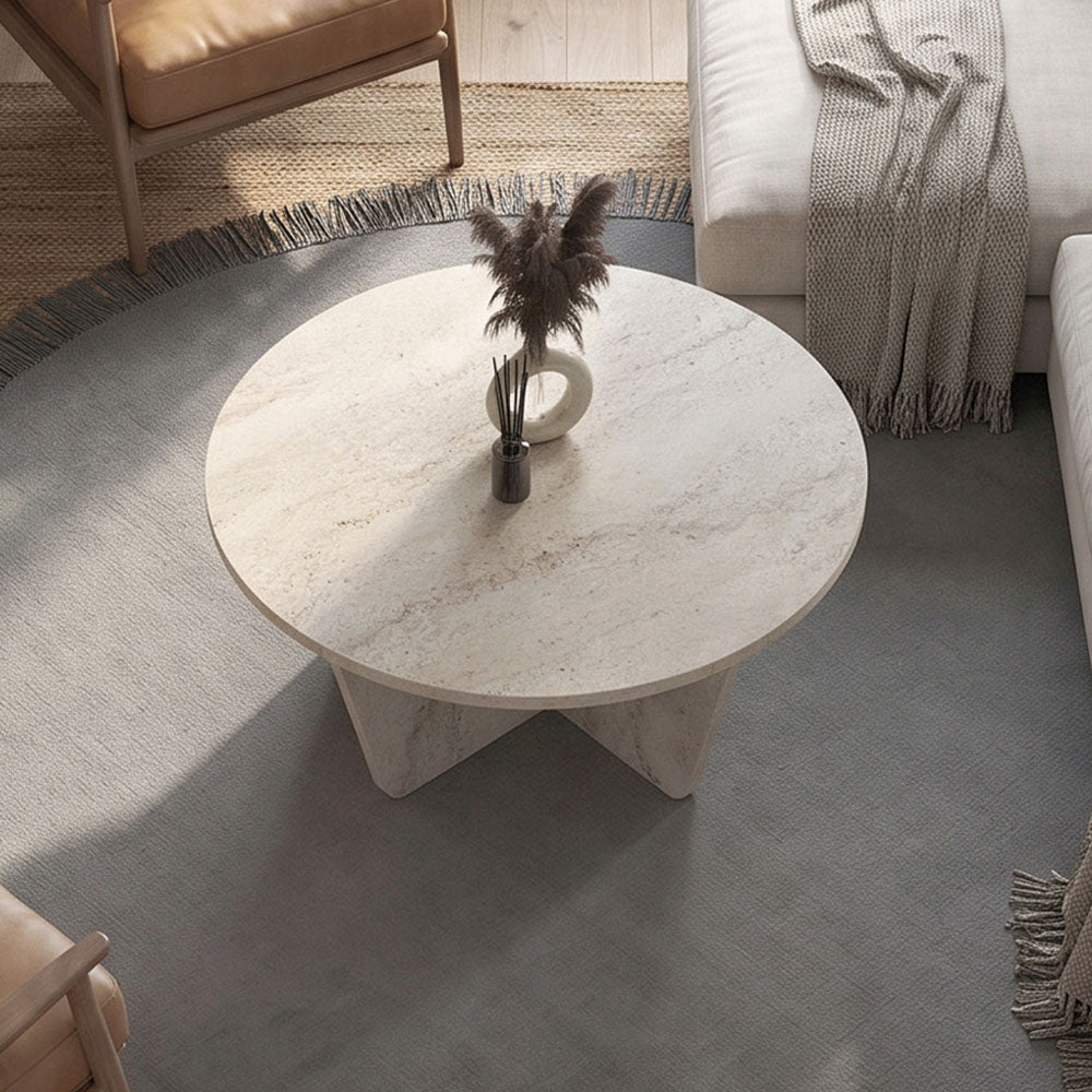 Τραπεζάκι Σαλονιού Lagerta Χρώμα Travertine Ø75x35