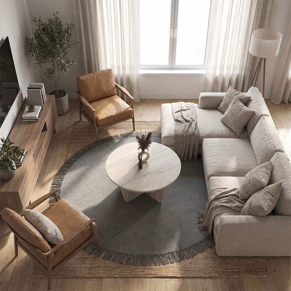 Τραπεζάκι Σαλονιού Lagerta Χρώμα Travertine Ø75x35