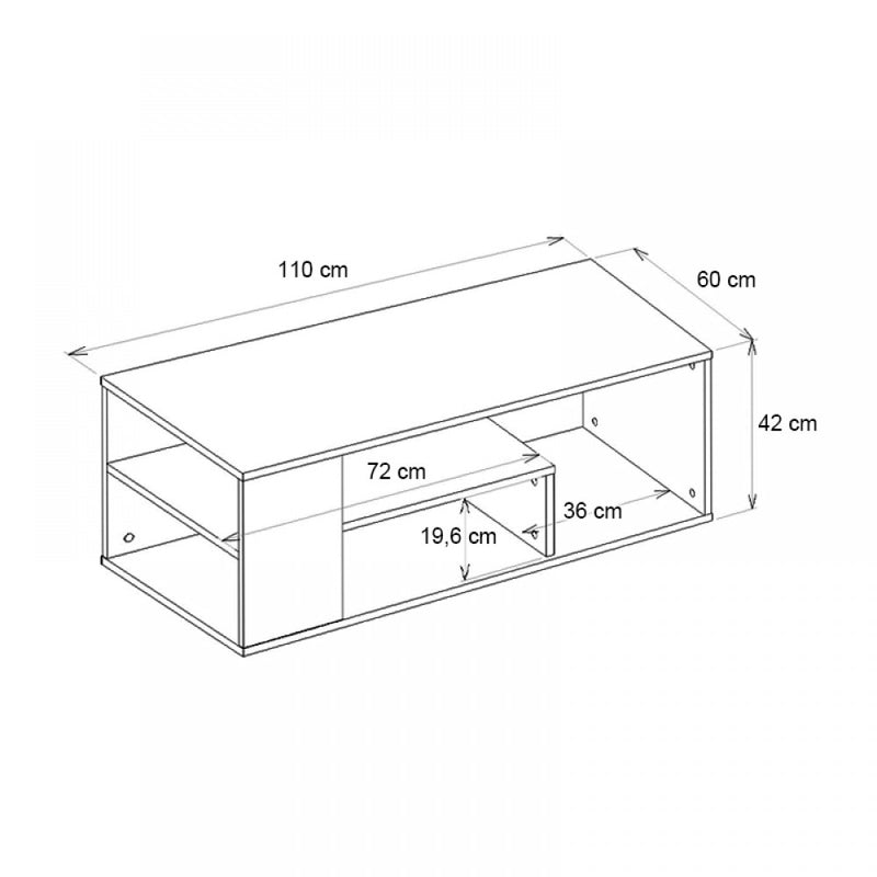 Τραπεζάκι Σαλονιού Abdera Χρώμα Καρυδί 110x60x42