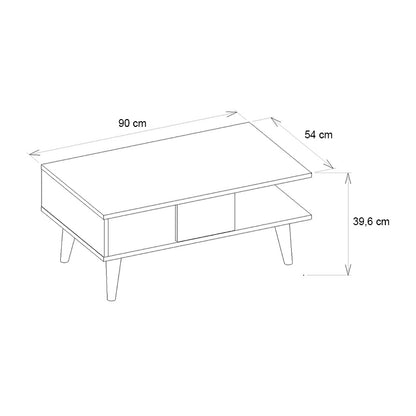 Τραπεζάκι Σαλονιού Andros Χρώμα Sapphire Oak - Λευκό Εφέ Μαρμάρου 90x54x39,6